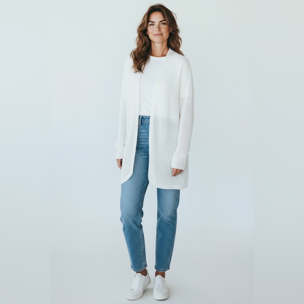 Moral Fiber Ivory Textured Cardigan